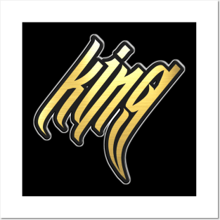 Shiny black and Gold KING word ver4 Posters and Art